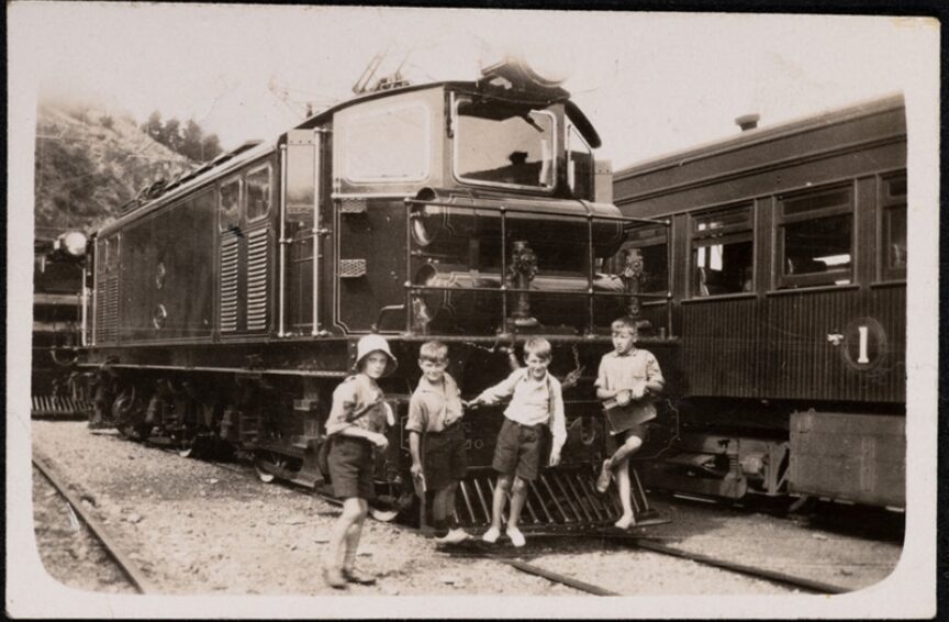 The first electric train through the Railway Tunnel at Lyttelton, 14 February 1929.