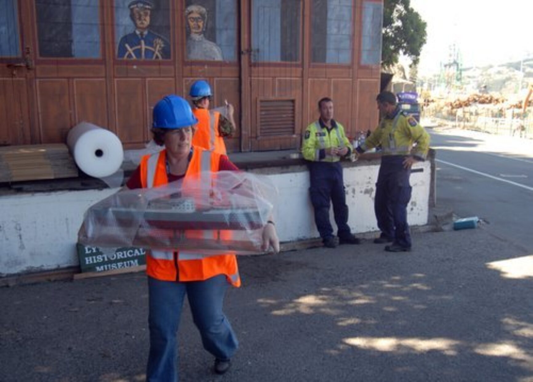 Thérèse helping to rescue the Lyttelton Museum collection.