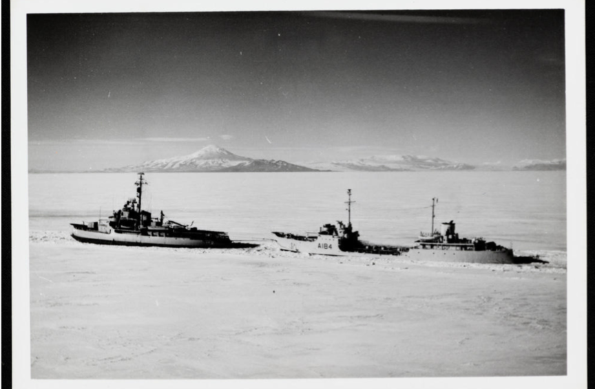 11829 1 The US Icebreaker ‘Edisto’ followed by H.M.N.Z.S. ‘Endeavour II’ in McMurdo Sound, Antarctica